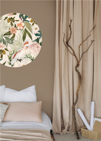 Vintage Cockatoo muurcirkel in slaapkamer Dutch Sprinkles
