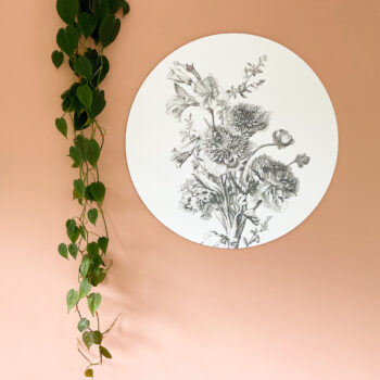 Muurcirkel pentekening Rijksmuseum Black and White Flowers Dutch Sprinkles