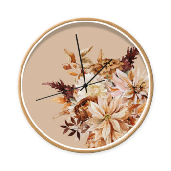 Klok Indian summer Flowers houtlook frame zwarte wijzers- Dutch Sprinkles