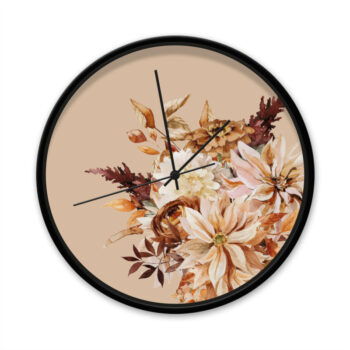 Klok Indian summer Flowers zwart frame zwarte wijzers- Dutch Sprinkles