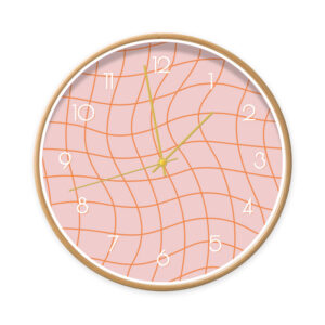 Klok Swirl Pink productafbeelding Dutch Sprinkles - houtlook frame gouden wijzers