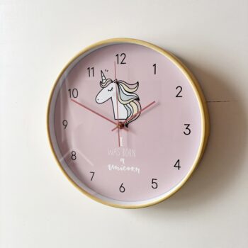 SALE Klok Unicorn Roze productafbeelding Dutch Sprinkles - houten frame roze wijzers